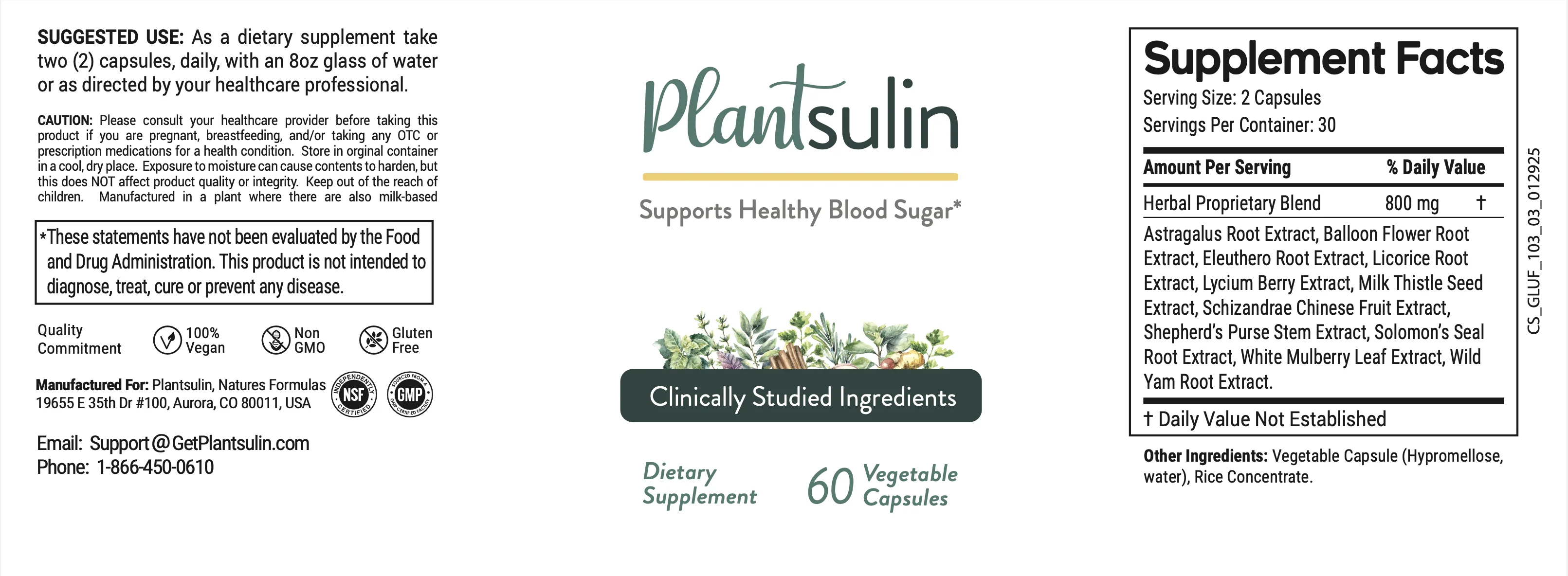 Plantsulin Product Label